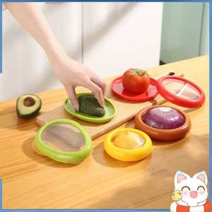 4pcs Fruit Reusable Food Saver Box Retractable Film Half Cut Refreshing Container Storage Vegetable Fruit Kitchen Tools