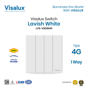 Visalux Saklar Lavish Series - 4G White / Sakelar Premium (LVS-VSD9041)