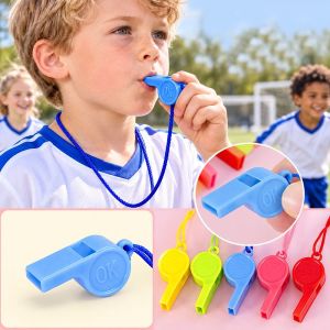 SQMETR 10Pcs Random Color Football Whistle 2 Styles with Rope Coach Whistle  Childrens Whistle Toys Boys Girls