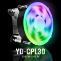 YOUDA พัดลมCPU LED RGB YD-CPL30 พัดลมคอมพิวเตอร์ 7ใบพัด ความเร็วลม 2400RPM 3PIN รองรับ lntel LGA1150/LGA1151/LGA1155/LGA1156/LGA1366/LGA1200 พัดลมระบายความร้อน พัดลมคอมพิวเตอร์ CPU Cooler Fan พัดลมเมนบอร์ด พัดลมคอมDual Ring RGB สีแสงนีออน. 