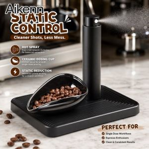 Coffee Dosing Cup Set Ceramic Bean Tray With Rdt Spray Bottle Static Reduction Espresso Tool