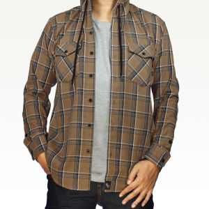 Kemeja Flanel Kaos 2in1 Big Size Jumbo Hem Lengan Panjang Kotak Casual Kerja Hoodie Cowok