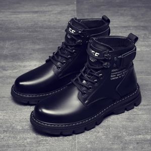New High Top Martin Boots Casual Black Leather Shoes Mens Sneakers Motorcycle Boots Chunky Shoes