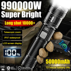 Torch light super bright 20000mAh 128 hours of continuous use lampu suluh led torchlight rechargeable flashlight waterproof 手电筒 强光 led 远射 可充电 99999W