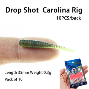 [COD] 10pcs 35mm 0.3g Lua Root Fishing Soft Bait Threaded Soft Bait Mini Soft Worm Straight Tail Lua  Bait