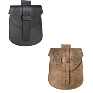 Medieval Leather Belt Bag Vintage Embossed Waist Pouches Purse Medieval Costume Accessories For Men Women Halloween