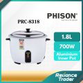 Phison Conventional Rice Cooker (1.0L) PRC-8310 / (1.8L) PRC-8318 / (2.8L) PRC-8328 / Faraday (0.8L) FRC-08B / (1.0L) FRC-10B / Morgan (1.0L) MRC-TD610NS. 
