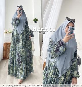Humaira99 Gamis Syari Muslim Dress Hijab Muslimah Atasan Wanita Longdress Busui Terbaru Terlaris Pesta Lebaran Bahan Ceruty Babydoll Hairin11