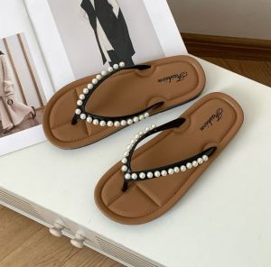[Free Shipping] New Summer Collection: High-End Pearl-Embellished Women’S Wedge Sandals With A Non-Slip And Wear-Resistant Sole