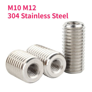 304 Stainless Steel Inside Outside Thread Adapter Screw M10 M12 Wire Thread Insert Sleeve Conversion Nut Coupler Convey