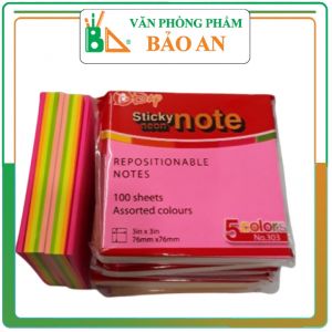 Giấy Note 5 Màu 3x3kích thước:76x76mm Loại Vuông - Văn phòng phẩm Bảo An