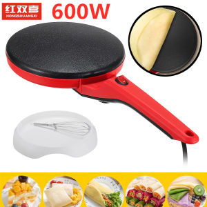 เครื่องทำเครปไฟฟ้าแบบไม่ติดกระทะสำหรับใช้ในครัวเรือน เครื่องทำแพนเค้ก เครื่องทำพิซซ่า กระทะทอด กระทะย่างแบบพกพา เครื่องมืออบขนมในครัว 220V 600W