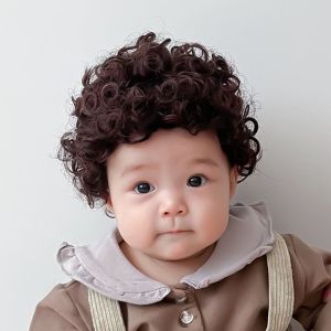 IVAOU Cute Baby Hair Wig Synthetic Fluffy Short Curly Hair Fashion Breathable Newborn Headwear Toddler
