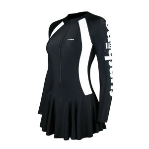 PURE WIND Swimsuit Womens Profile Skirt Long Sleeve One Piece Sports Style Swimwear Holiday Travel 女长袖保守Korean style sports style swimsuit for women 2024 new conservative belly covering slimming oversized hot spring beach swimsuit