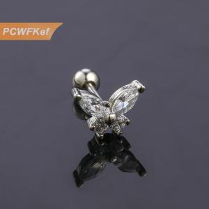 【PCWFKef】 1ชิ้นต่างหูผีเสื้อสำหรับผู้หญิงหูเล็บกระดูกอ่อนต่างหูเกลียวแกนต่างหูเครื่องประดับร่างกายของขวัญเครื่องประดับ