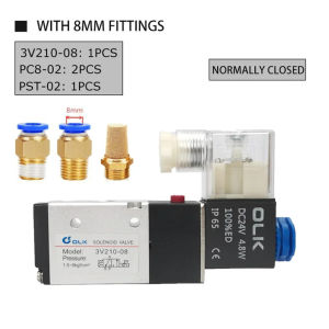 3V210-08 Pneumatic Solenoid Valve 3 Way 2 Position Air Directional Control Valve Pneumatic ValveDC12V DC24V AC110V AC220V