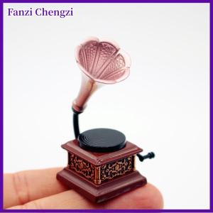 Fanzi Dollhouse Vintage Phonograph Miniatures Model Living Room Accessories Of Doll House Decor Kids Pretend Play Toys Ornaments Gifts
