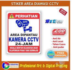 Stiker new CCTV area diawasi 24 jam peringatan keamanan anti maling sticker jaga pencurian rumah