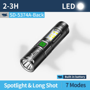 SMILING SHARK LED Flashlight Super Bright M60 With COB Camping Light 7Mode Red White Light Type-c Rechargeable Torch Light Waterproof Outdoor Lighting SD5374
