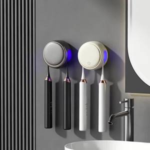 UV Toothbrush Sanitizer    Grade Sterilization & Drying For 2 Toothbrushes    No Drill Wall Mount HDB Bathroom (99% Germ Kill) ﻿