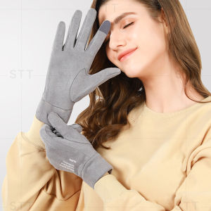 Sarung tangan tebal Sarung Tangan Olahraga Luar Ruangan Wanita Musim Dingin Anti Angin Anti Dingin Pelindung Sepeda Listrik Anti Selip dengan Layar Sentuh untuk Wanita.