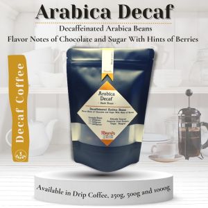3Brews Arabica Decaf Coffee for Brewing: Whole Beans and Grounds - Decaffeinated Fresh Grind No Caffeine Available in Drips Coffee 250g 500g 1000g