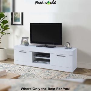 Best MARCELL 160cm TV Cabinet with 2 Doors (White) - TV 8029