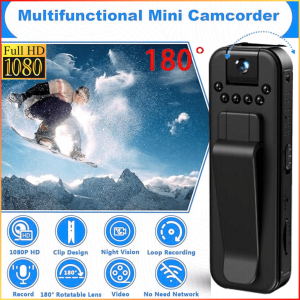NO LIMIT SPANN Kamera Aksi Body Cam Mini Full HD 1080P Waterproof Lensa Auto Rotasi 400mAh K3