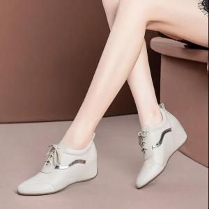 ZAZA Ankle Boots Wedge Heel Lace Up Black Leather Shoes Short Boots Work School 35-40