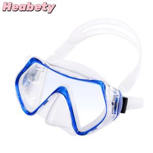 Heabety Swimming Eyewear Tempered Glass Adults Water Sports Equipment Snorkeling Scuba Diving Mask Transparent Large Frame Goggles