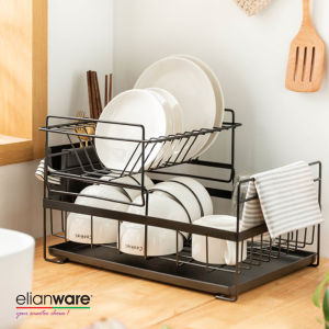 Elianware 2 Layer Steel Dish Rack Drainer Kitchen Rak Pinggan