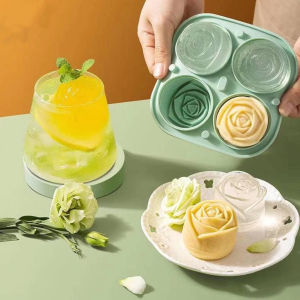 3D Rose Shaped Ice Cube Mold Reusable Food Grade Silicone IceTray Ice Ball Mold for Effortless Dessert Summer Drinks