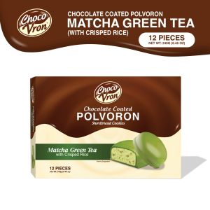 ChocoVron Gift Box Chocolate-coated Polvoron Matcha Green Tea with Crisped Rice 240g