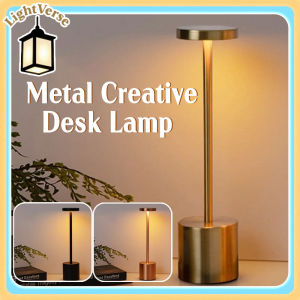 Metal Creative Rechargeable Desk Lamp LED Night Light 3 Colors Dimming for Bar Coffee Shop Bedroom Restaurant Vintage Decorative Lamp