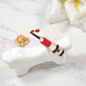 Zinc Alloy Enamel Lapel Brooch Pin Red Zircon Drop-shaped Fashion Gold For Doctor