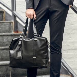 กระเป๋าเอกสารแฟชั่นสําหรับผู้ชายกระเป๋าแล็ปท็อปสะพายไหล่กระเป๋าธุรกิจความจุขนาดใหญ่สีดําสําหรับผู้ชาย