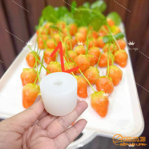 Khuôn silicon quả dâu tây có cuống khuôn trái dâu tây trắng