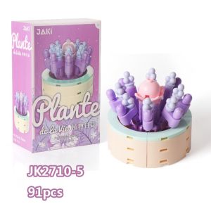 MEKANSM DIY Partikel Kecil Blok Bangunan Succulent Pot Tanaman Imitasi Buket Lucu Kreatif Omamen Bunga Abadi Bangunan Mainan Gadis