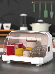 Drying Organiser Dustproof Cup Storage with Flip Cover & Drain Tray Dish Rack Cup Mug