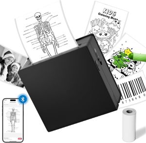 Memoking Print PodsPrinter - Inkless Sticker Printer Machine M02 Print Pod Bluetooth PortablePrinter for iPhone Thermal Pocket Printer Sticky Note Printer for Note Photo DIY Scrapbook