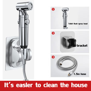 ✨Lengthen 2M Telescopic Hose✨Bidet Toilet Sprayer Set Bathroom Faucet 800% Supercharged Perforation-free Installation Two Adjustable Gears Toilet Flusher Toilet Sprayer Kitchen Sprayer Gun