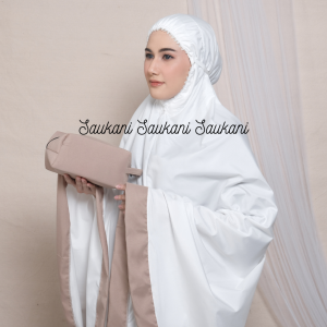 Mukena Dewasa Putih Kombinasi | Mukena Santri