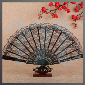 Makery【Ready in Stock】 Vintage Style Lace Folding Hand Fan Bride Hand Fan Art Craft Gift Decor