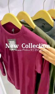 HELENA - Kaos Rib Premium Lengan Panjang Polos Wanita Terbaru Kekinian Atasan Rajut Wanita Outfit Korea Terbaru 2022 Cewek Cowok