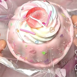 Cute Pink Pudding Squishy Sensory Toy Stress Relief Fidget for Autism And Anxiety Sticky Slow Rising Squeeze Toy for Adults Children