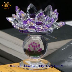Chân Nến Hoa Sen Pha Lê 6 Màu Rực Rỡ Đẹp Mắt - Pháp Bảo Kim Cang Thừa- Mật Tông Tâm Ý