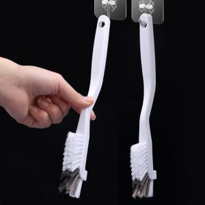 2pcs Japanese Style Sink Brush Cleaning Cup Brush with Long Handle Elbow Design Tail Hole Wall Hanging Cleaning Accessories Plastic Cleaning Brush