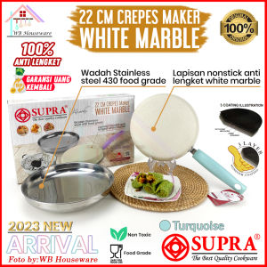 SUPRA Crepes maker 22cm / crepes pan anti lengket / crepes teflon SUPRA White Marble Turq