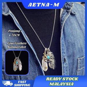 Four Feathers Summer Necklaces Stainless Steel Chain Kalung Rantai Leher Lelaki Hiphop Fashion 四件羽毛吊坠嘻哈项链
