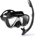 Snorkel Set, Professional Snorkeling Gear Panoramic Anti-Fog Diving Goggles and Dry Snorkel Tempered Glass Scuba Diving Mask for Diving, Snorkeling and Swimming. 